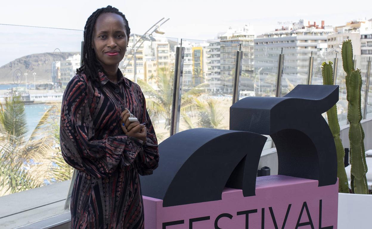 Dida Nibagwire, este lunes, en la capital grancanaria. 