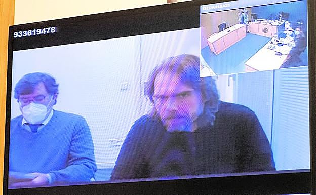 Carlos Navarro 'el Yoyas' durante el juicio en el que declaró por videoconferencia. 