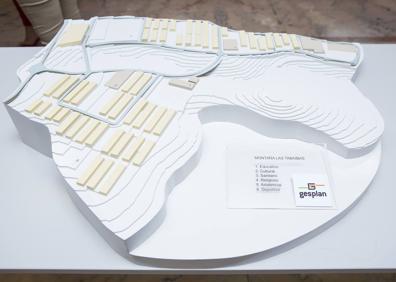 Imagen secundaria 1 - Arriba, una de las reuniones celebradas con los afectados en el barrio. Abajo, maqueta de la que iba a ser la nueva urbanización y manifestación en los primeros años de la protesta. 