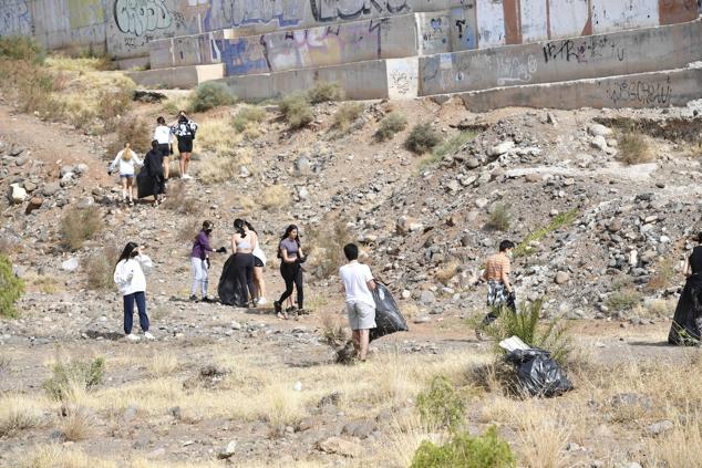 Fotos: Alumnado del IES Josefina de la Torre le dan una batida al barranco del Polvo
