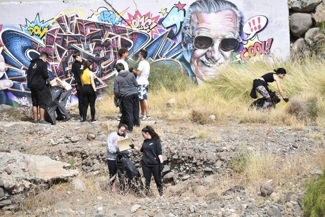 Fotos: Alumnado del IES Josefina de la Torre le dan una batida al barranco del Polvo