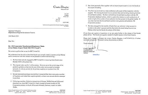 El documento aportado expone a la Aduana que la mercancía era supuestamente original. 