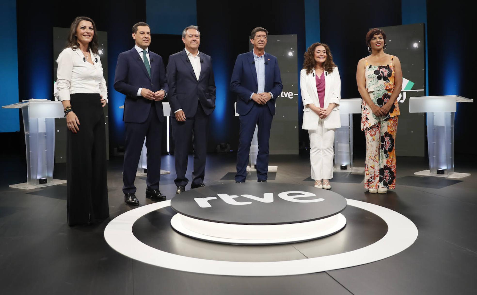 Los seis candidatos a las elecciones de Andalucía. 