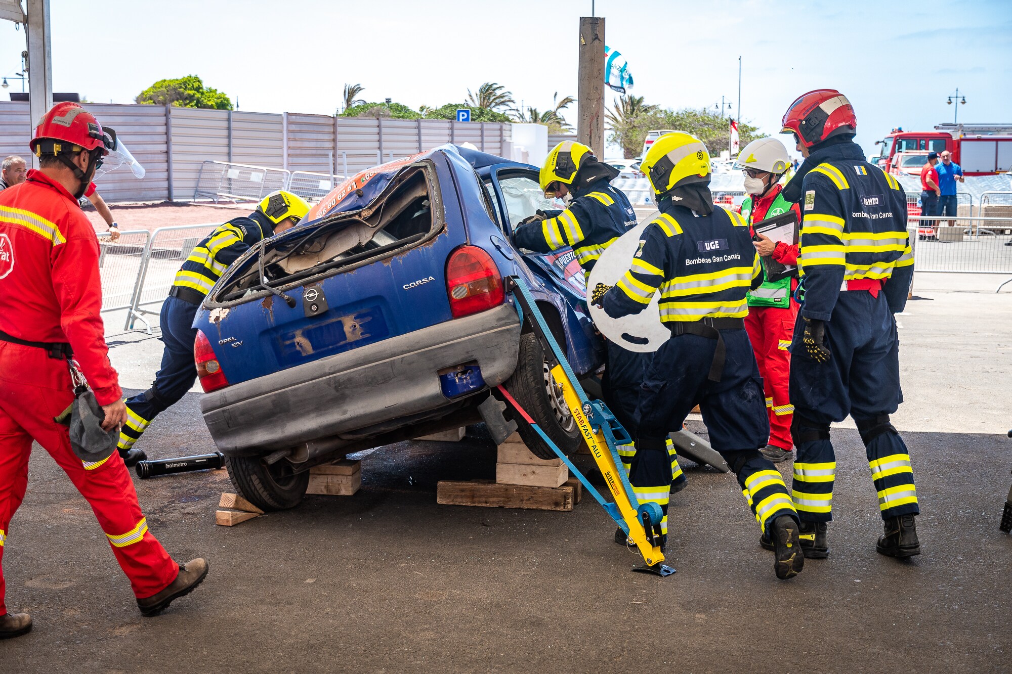 Fotos: Los bomberos de Gran Canaria cierran su intervención en el Encuentro Nacional de Rescate de Lanzarote