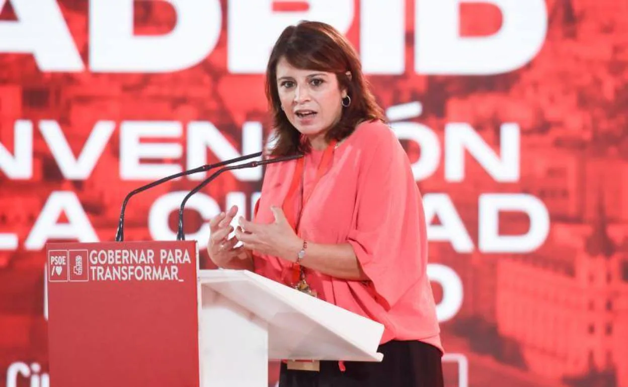 Adriana Lastra este domingo durante un acto en Madrid.