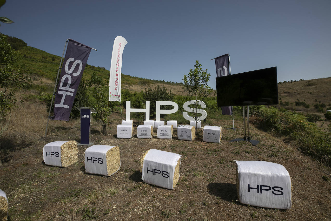 Claudio Alonso Presidente de Foresta, Rafael Molina, presidente de ADAPA, Eva Molina Directora Comercial, Comunicacion y Marketing de HPS, Inés Jiménez consejera de Medio Ambiente del Cabildo de Gran Canaria, y presidente del Cabildo de Gran Canaria, Antonio Morales.