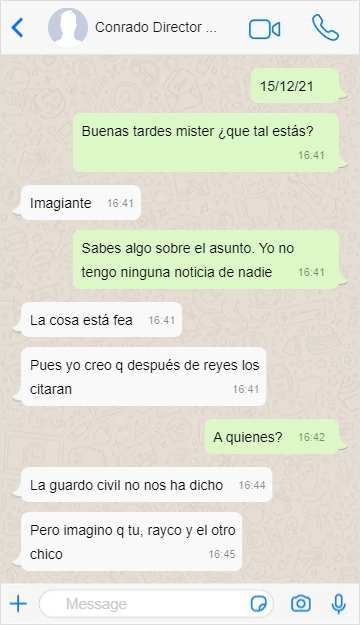 Imagen - Recreación de las conversaciones mantenidas vía Whatsapp entre Conrado Domínguez y el comisionista Samuel Machín. /C7