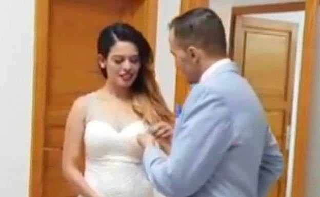 Romina Celeste y el acusado Raúl Díaz cuando se casaron. 