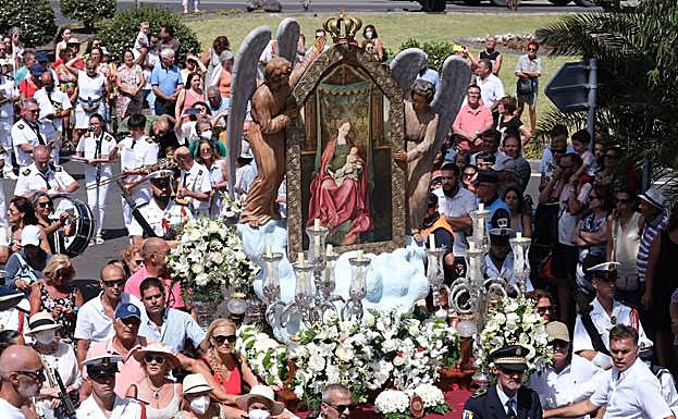 Imagen de un momento de la celebración de la festividad de Las Nieves en el pueblo de Agaete. 