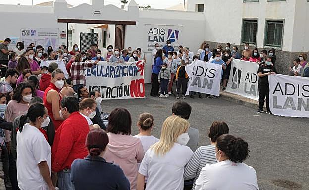 Protesta de personal de Adislan a comienzos de año. 