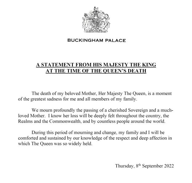 El comunicado de la Casa Real Británica