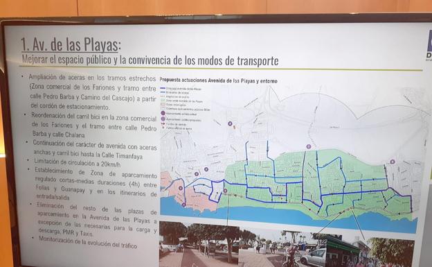 Mapa con previsiones para control del tráfico en Puerto del Carmen. 