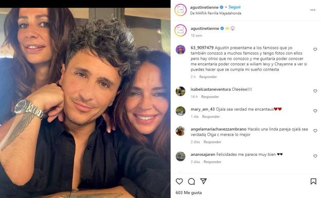 Una foto publicada por Agustín en su Instagram donde aparece junto a Olga Moreno. 