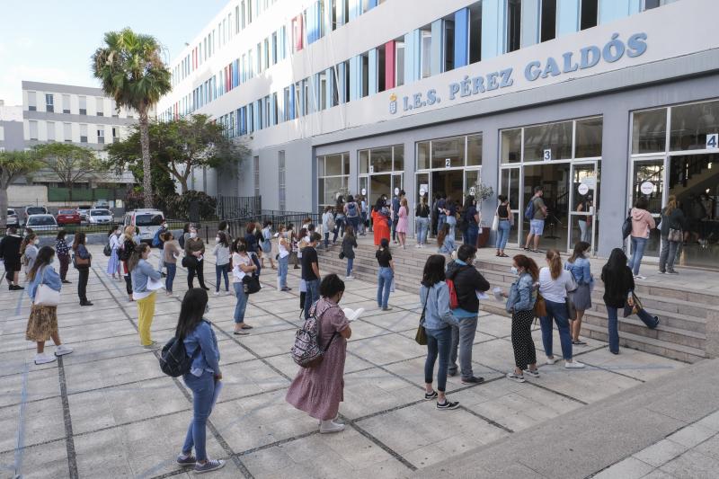 Imagen de archivo durante las oposiciones de Educación para el profesorado de Secundaria y FP en el IES Pérez Galdós de la capital grancanaria.