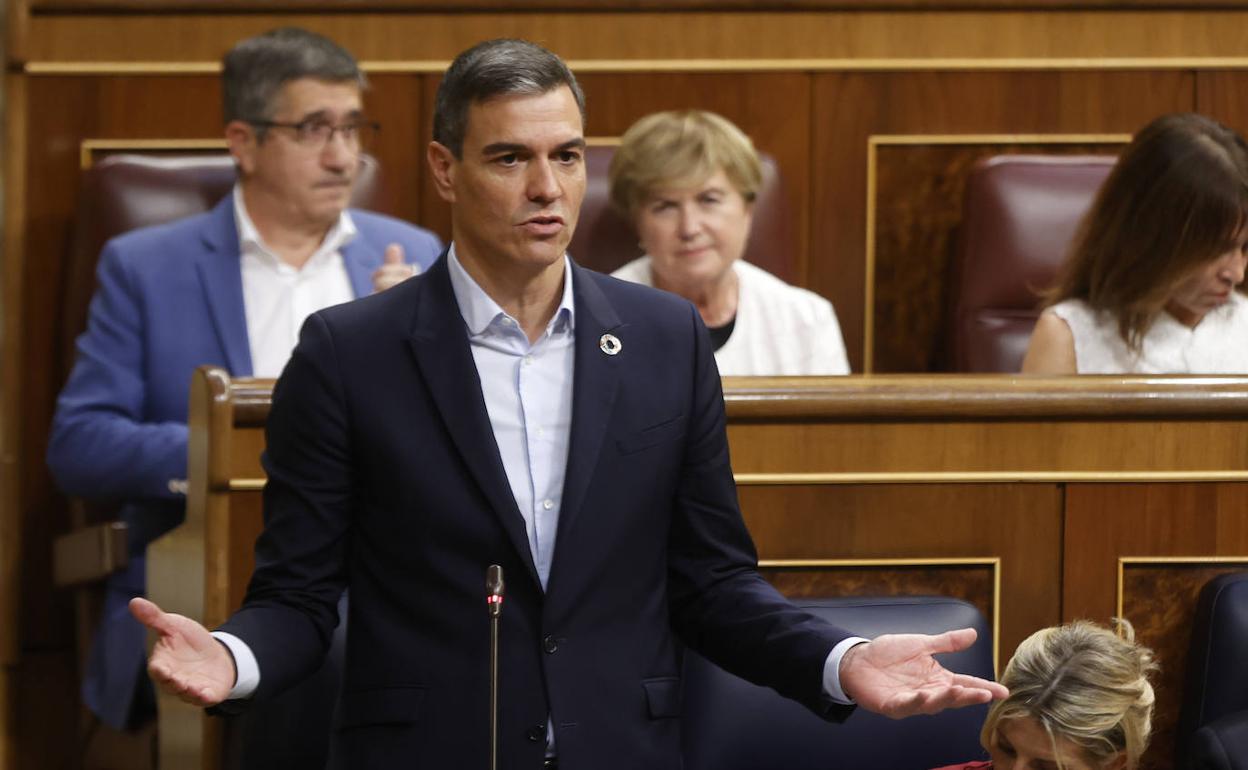 Pedro Sánchez, durante su comparecencia el jueves en el pleno del Congreso.