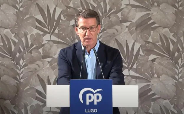 El presidente del Partido Popular (PP), Alberto Núñez Feijóo, en Lugo. 