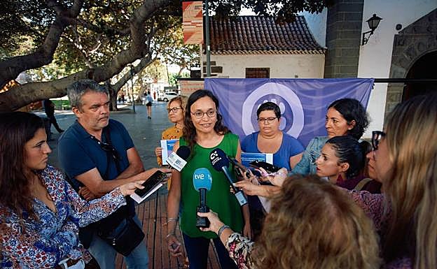 Un momento de la rueda de prensa de la Red Feminista de Gran Canaria