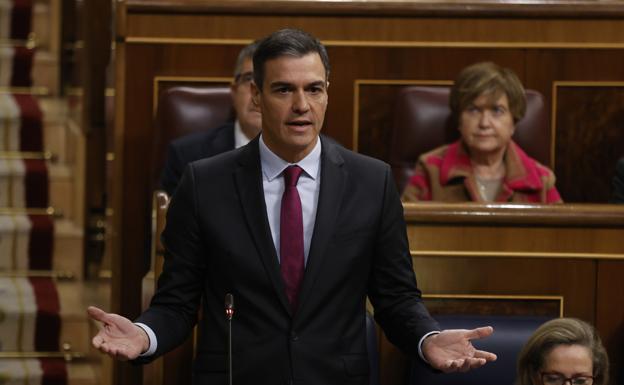 Pedro Sánchez, este martes en el Congreso.