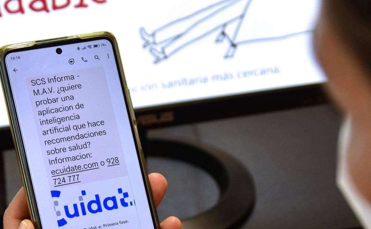 El mensaje que envió el Servicio Canario de Salud para invitar a participar en Cuidat-E. 