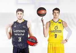 Los jugadores argentinos Leandro Bolmaro -izquierda- y Nicolás Brussino.