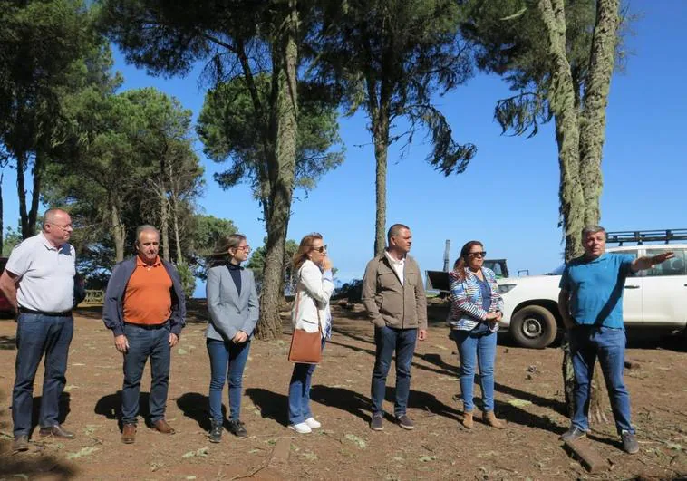 Representantes políticos atendiendo las explicaciones del técnico de Medio Ambiente del Cabildo.