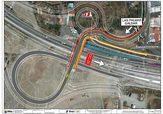 Plano de la conexión provisional entre el barrio de Hoya San Juan y la carretera GC-20.