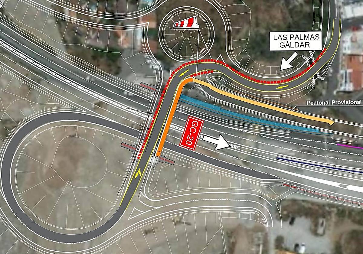 Plano de la conexión provisional entre el barrio de Hoya San Juan y la carretera GC-20.