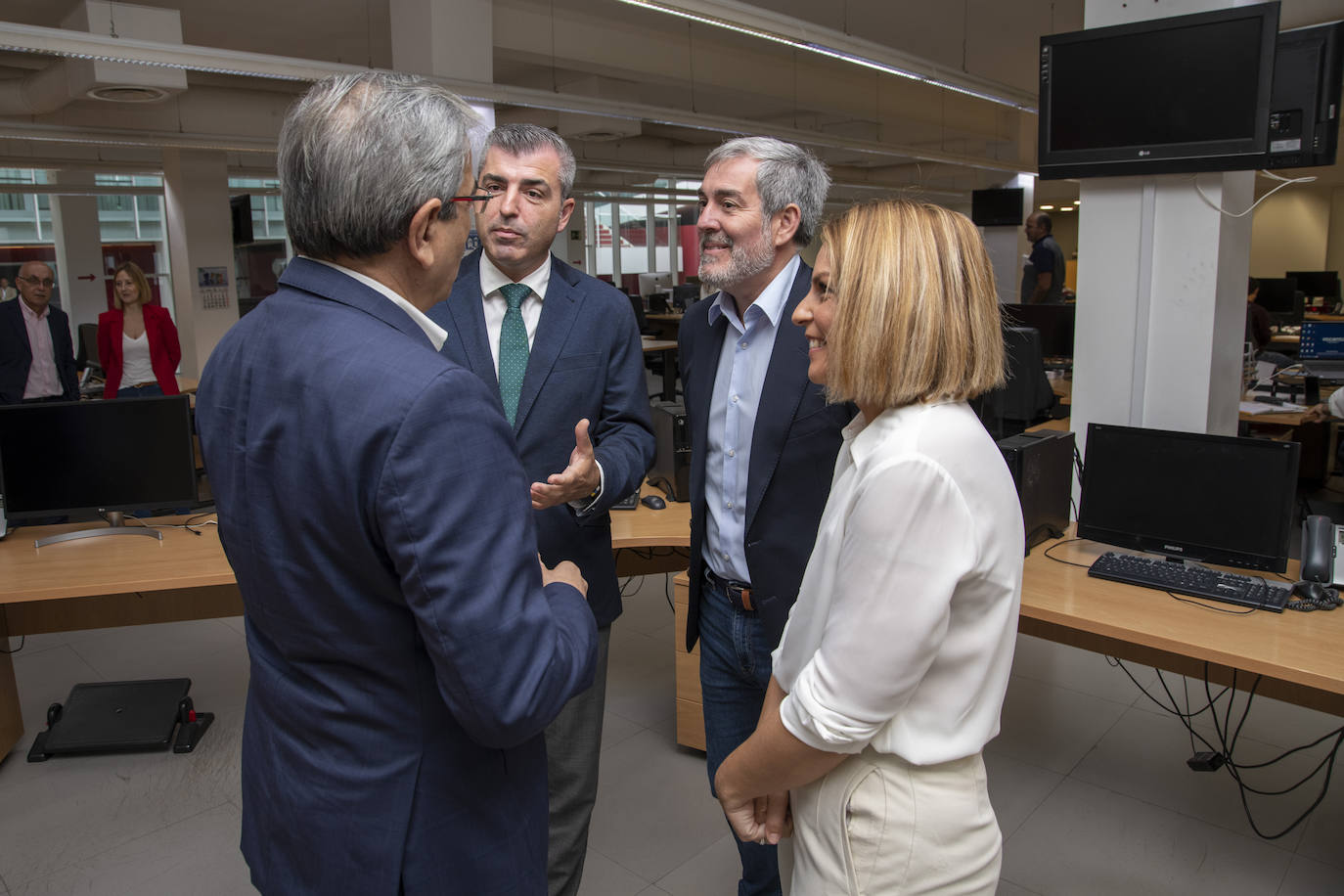 Román Rodríguez (NC), Manuel Domínguez (PP), Fernando Clavijo (CC) y Noemí Santana (Podemos).