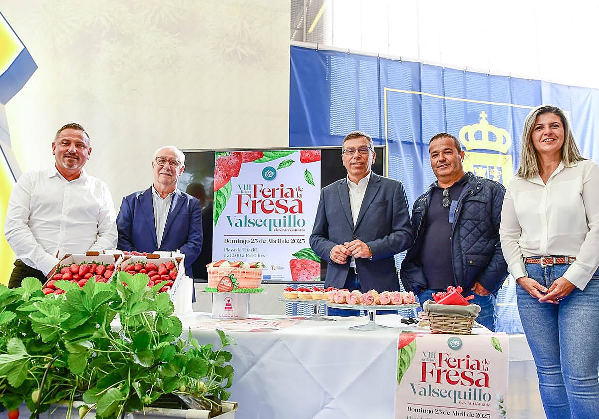 Imagen de la presentación de la octava Feria de la Fresa de Valsequillo en la sede del Cabildo.