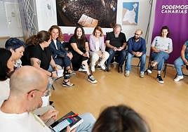 Reunión del Consejo Ciudadano Autonómico de Podemos Canarias, celebrado este lunes para abordar la estrategia de la campaña electoral del 28 de mayo.