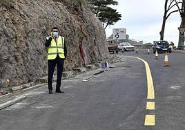 Miguel Ángel Pérez en la carretera de Teror durante las obras de mejora en la GC-21.