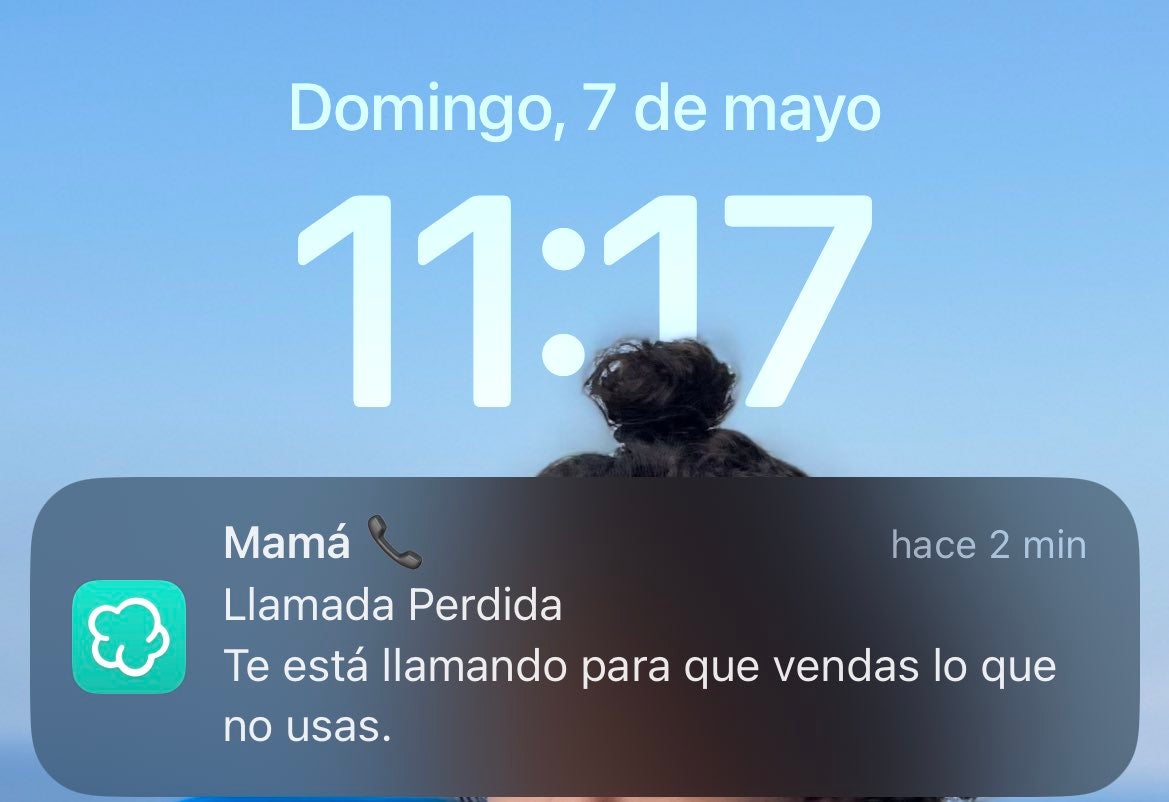 Imagen de la notificación recibida por algunos usuarios.