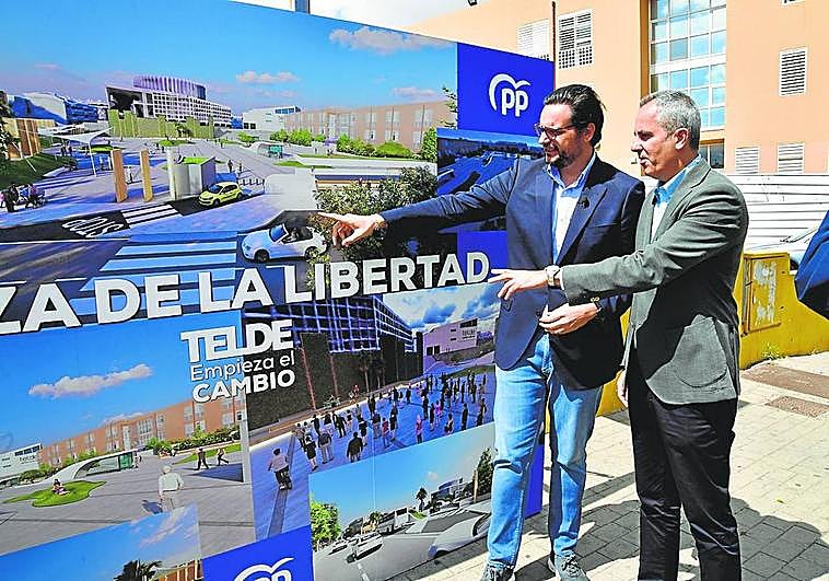 Sergio Ramos (izquierda) y Miguel Jorge (derecha) en la presentación de la Plaza de la Libertad.