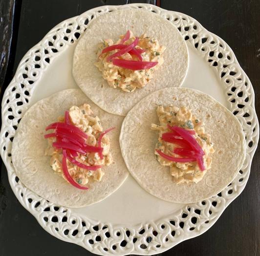 Tacos de langostinos picantes