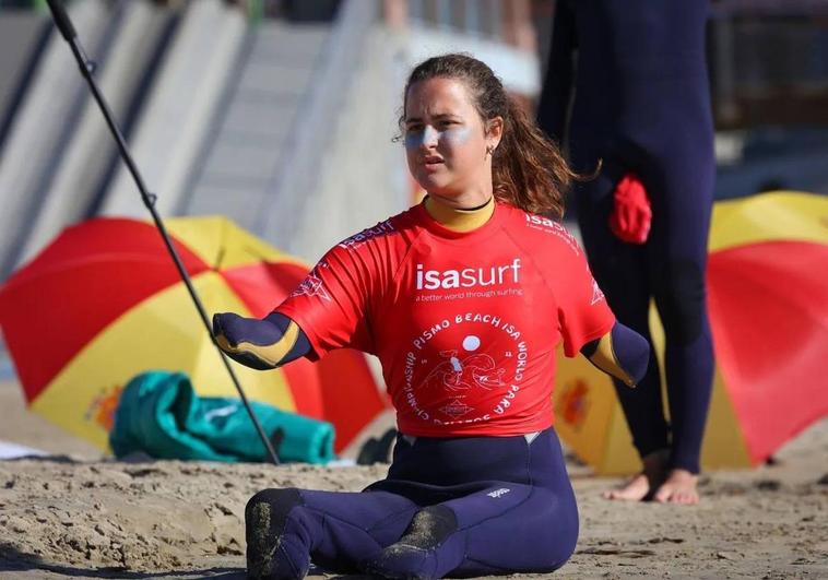 Sarah Almagro, poco antes de entrar en el mar.