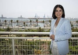 Carolina Darias, el pasado jueves, en el balcón de su despacho en las oficinas municipales de la calle León y Castillo.