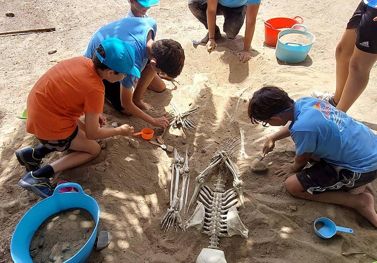 Los chiquillos aprendieron cómo se excava un esqueleto.