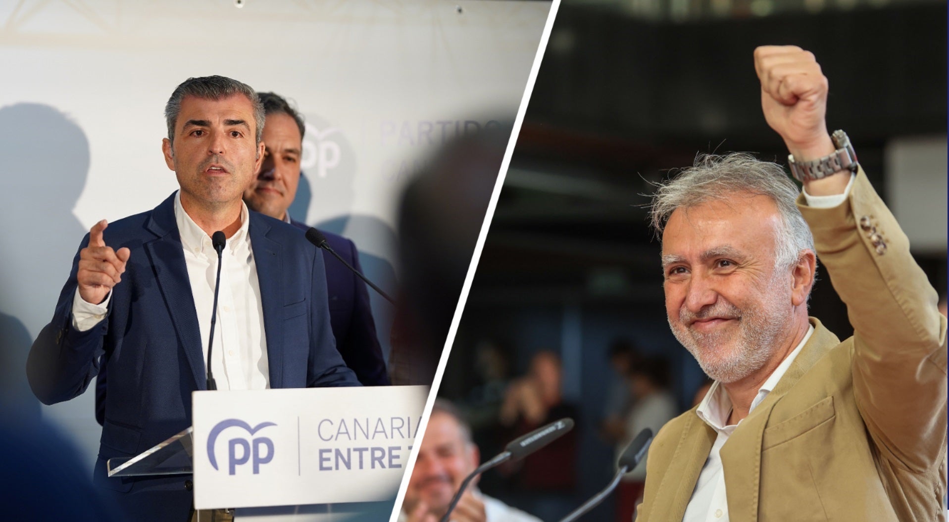 De izquierda a derecha, Manuel Domínguez (PP) y Ángel Víctor Torres (PSOE).