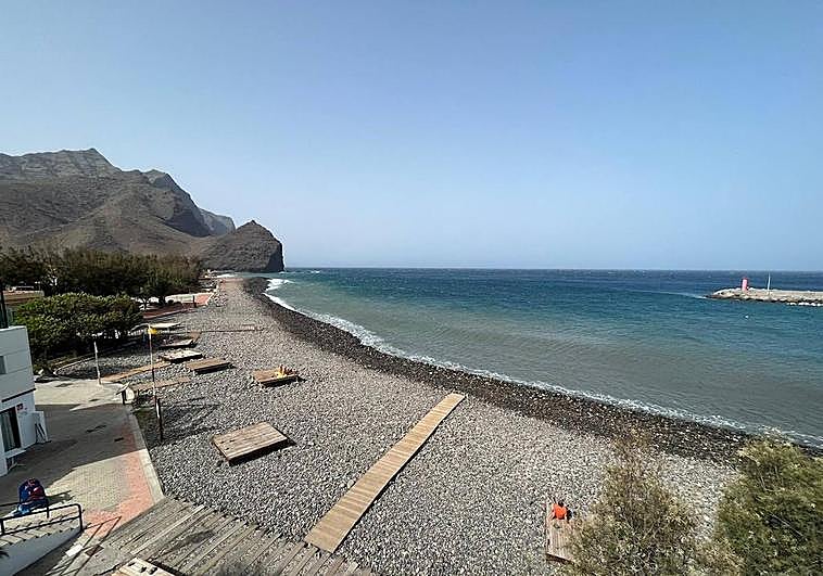 Imagen de este sábado de la playa de La Aldea de San Nicolás.