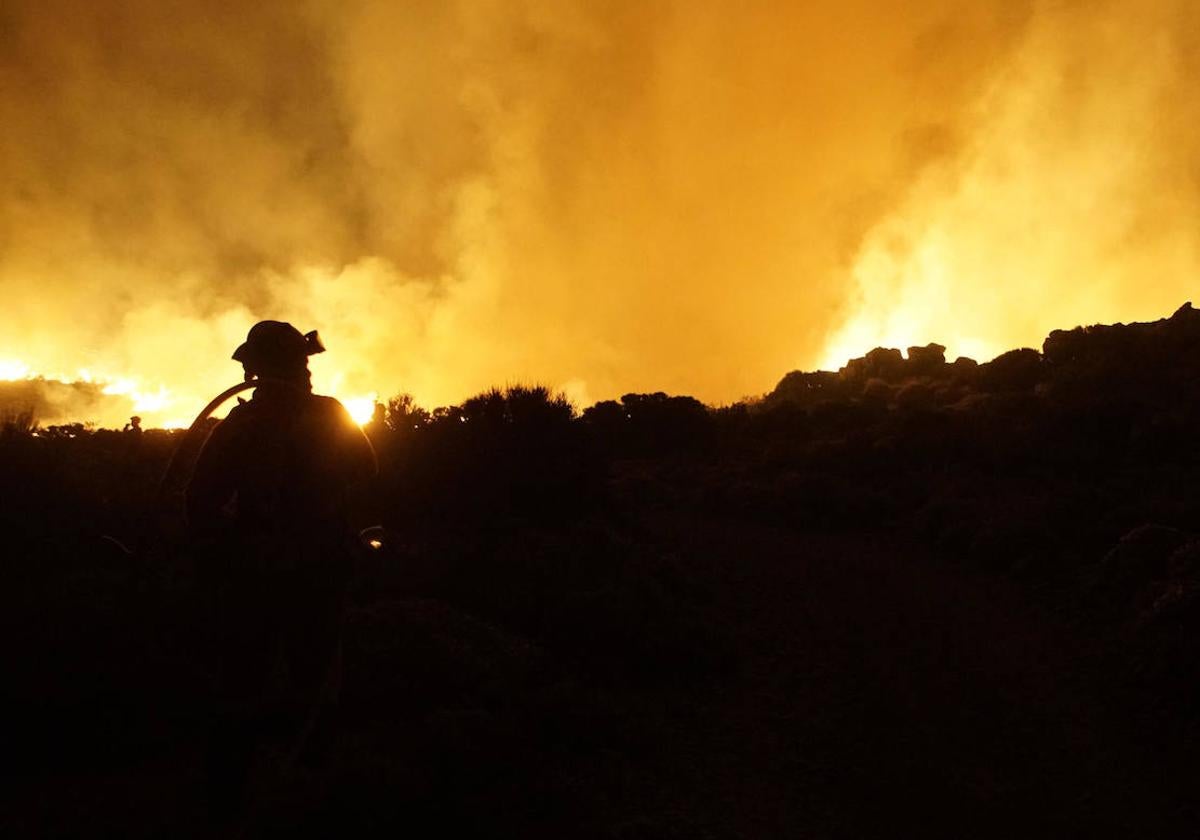 Trabajos de extinción del fuego en Tenerife.