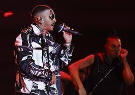 El artista puertorriqueño Rauw Alejandro durante su concierto del pasado domingo en el Wizink Center de Madrid.