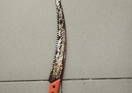 Imagen de la sierra de 50 centímetros que portaba el detenido en el entorno de Las Canteras.