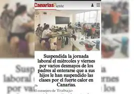 Una 'noticia' de CANARIAS7 modificada a modo de broma sobre una supuesta suspensión de la jornada laboral