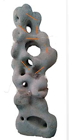 Recreación de la escultura sellada con las varillas de fibra de vidrio enroscado,