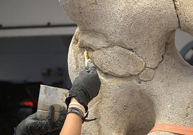 Un detalle del proceso de restauración.