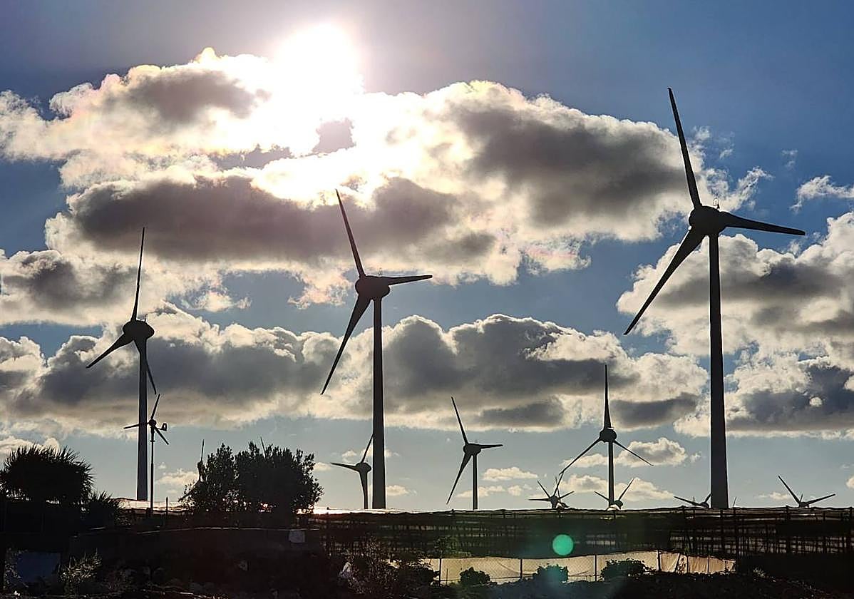 Aerogeneradores instalados en el sureste de la isla de Gran Canaria.