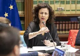 La consejera de Hacienda del Gobierno canario, Matilde Asián, este viernes en el Parlamento.