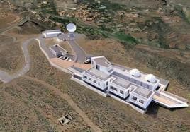 Recreación del radiotelescopio de la red RAEGE que se levantará en Temisas, en Agüimes.