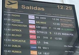 Panel informativo en el aeropuerto de Lanzarote César Manrique.