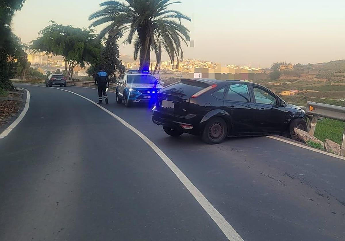 Imagen del accidente en la Carretera General de San Lorenzo.